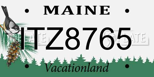 ITZ8765 Maine License Plate