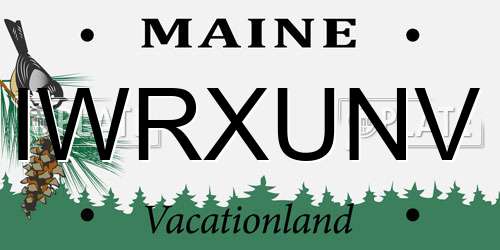 IWRXUNV Maine License Plate