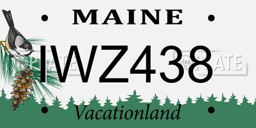 IWZ438 Maine License Plate