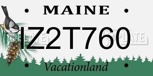 IZ2T760 Maine License Plate