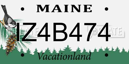 IZ4B474 Maine License Plate