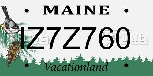 IZ7Z760 Maine License Plate
