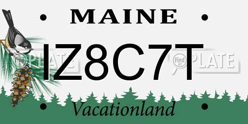IZ8C7T Maine License Plate