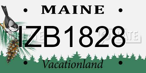 IZB1828 Maine License Plate