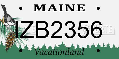 IZB2356 Maine License Plate