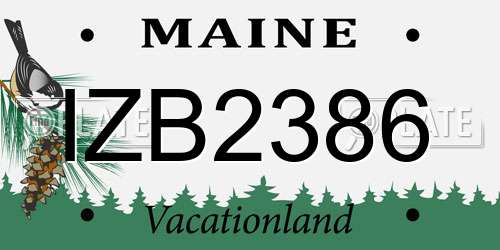 IZB2386 Maine License Plate