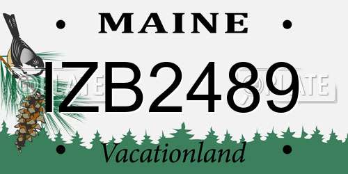 IZB2489 Maine License Plate