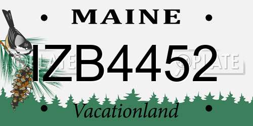 IZB4452 Maine License Plate
