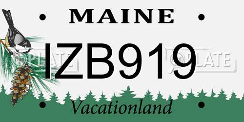 IZB919 Maine License Plate