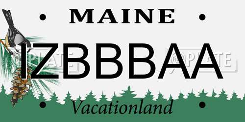 IZBBBAA Maine License Plate