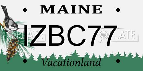 IZBC77 Maine License Plate