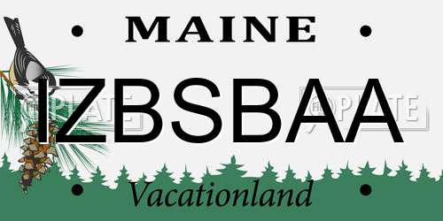IZBSBAA Maine License Plate