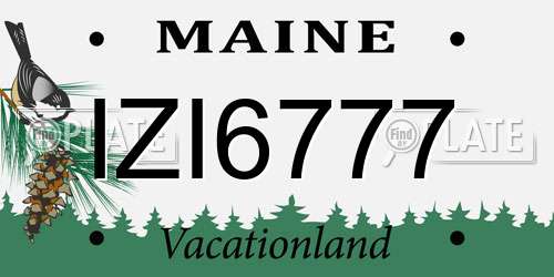 IZI6777 Maine License Plate