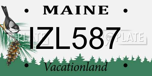 IZL587 Maine License Plate