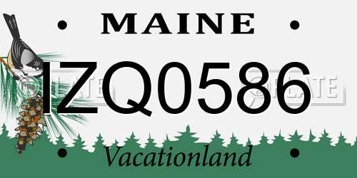 IZQ0586 Maine License Plate