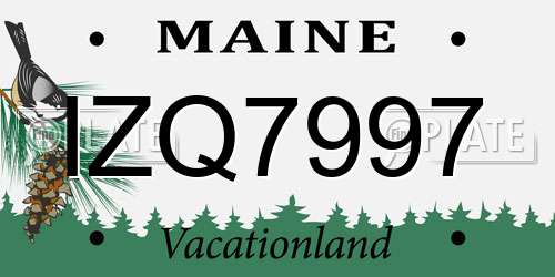 IZQ7997 Maine License Plate