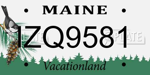IZQ9581 Maine License Plate