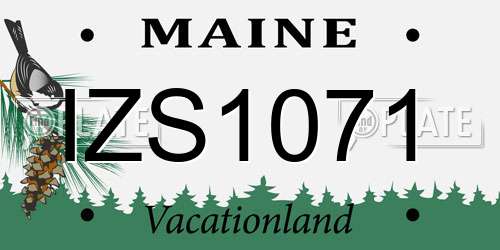 IZS1071 Maine License Plate