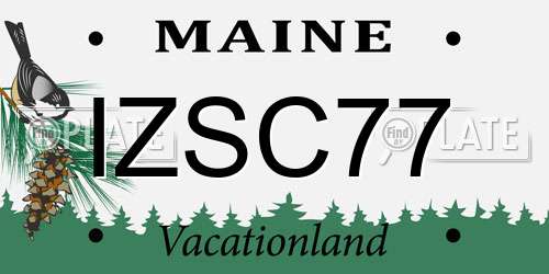 IZSC77 Maine License Plate