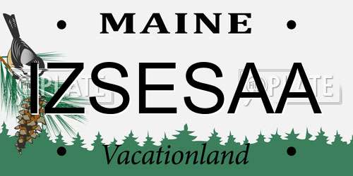 IZSESAA Maine License Plate