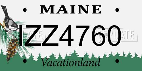 IZZ4760 Maine License Plate