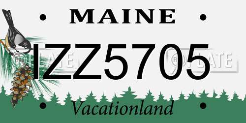 IZZ5705 Maine License Plate