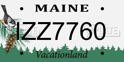 IZZ7760 Maine License Plate