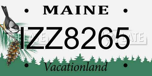 IZZ8265 Maine License Plate