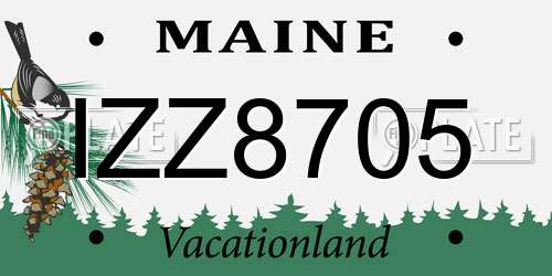 IZZ8705 Maine License Plate