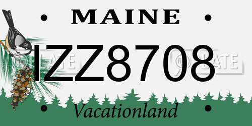 IZZ8708 Maine License Plate
