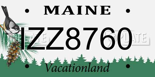 IZZ8760 Maine License Plate