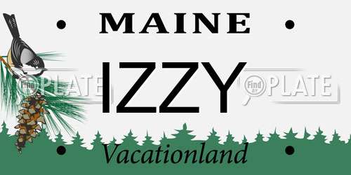 IZZY Maine License Plate