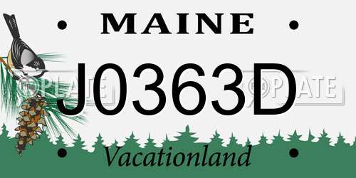J0363D Maine License Plate