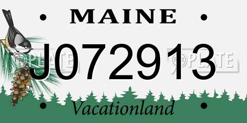 J072913 Maine License Plate