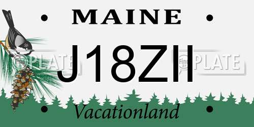 J18ZII Maine License Plate