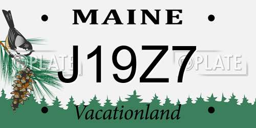 J19Z7 Maine License Plate