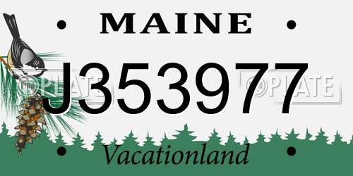 J353977 Maine License Plate