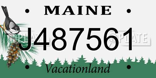 J487561 Maine License Plate