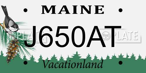 J650AT Maine License Plate