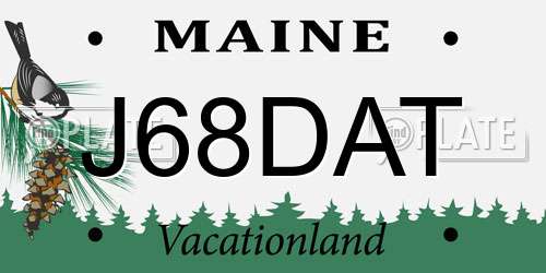 J68DAT Maine License Plate