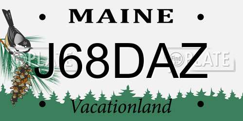 J68DAZ Maine License Plate