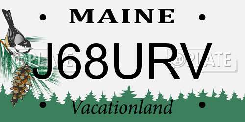 J68URV Maine License Plate