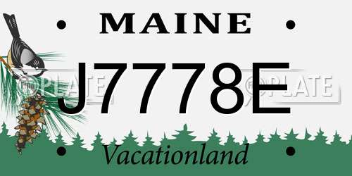 J7778E Maine License Plate