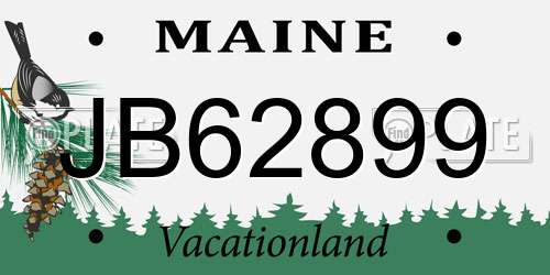 JB62899 Maine License Plate