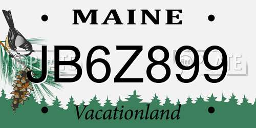 JB6Z899 Maine License Plate