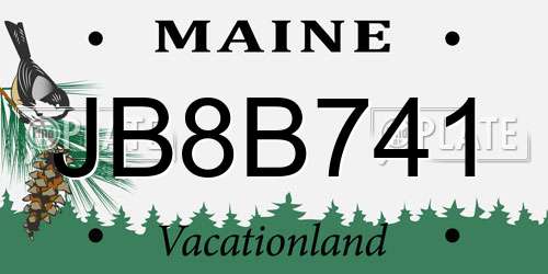 JB8B741 Maine License Plate
