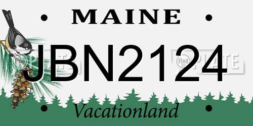 JBN2124 Maine License Plate
