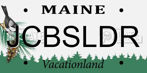 JCBSLDR Maine License Plate