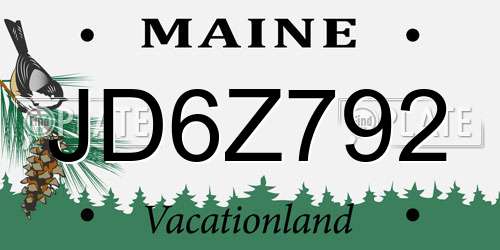 JD6Z792 Maine License Plate