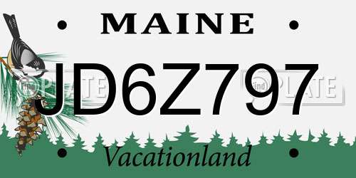 JD6Z797 Maine License Plate